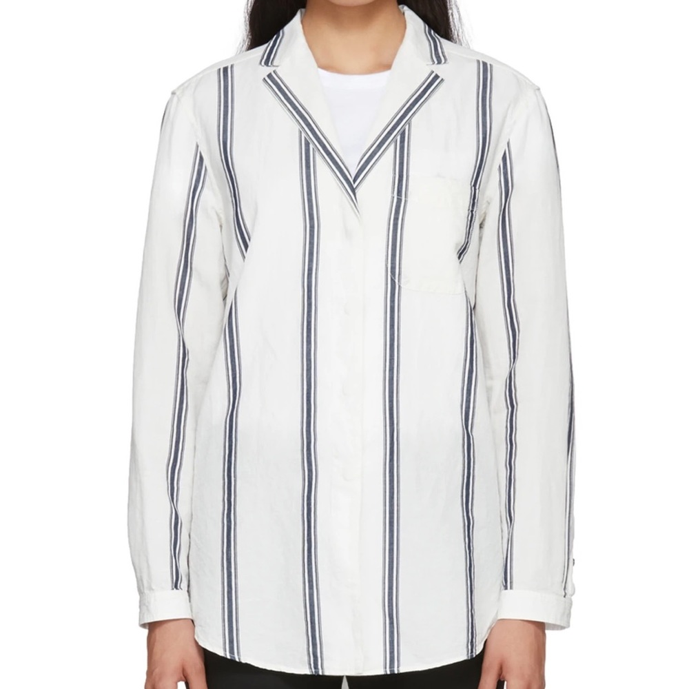 Rag & Bone Alyse Button-Down Striped Cotton-Linen Shirt